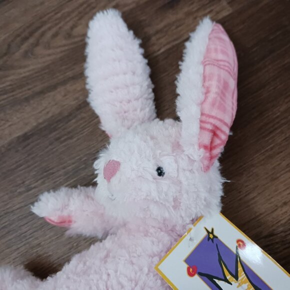 New 7" MANHATTAN TOY PINK BUNNY PLAID EARS SNUGGLES 2011 Plush Beans 148480 - Picture 3 of 5